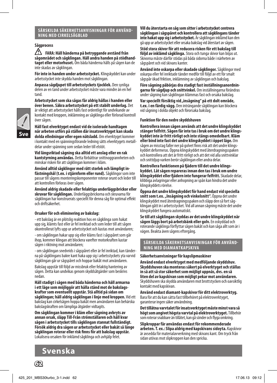 Svenska | AEG MBS 30 Turbo User Manual | Page 68 / 148