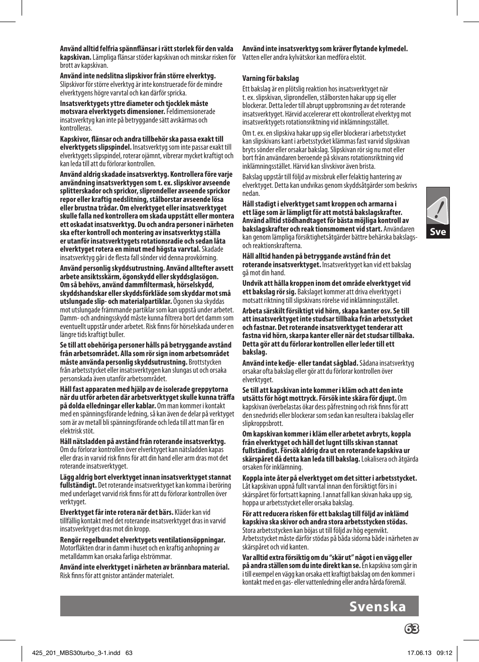 Svenska | AEG MBS 30 Turbo User Manual | Page 69 / 148