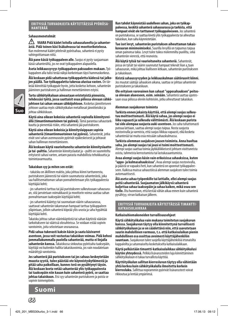 Suomi | AEG MBS 30 Turbo User Manual | Page 72 / 148