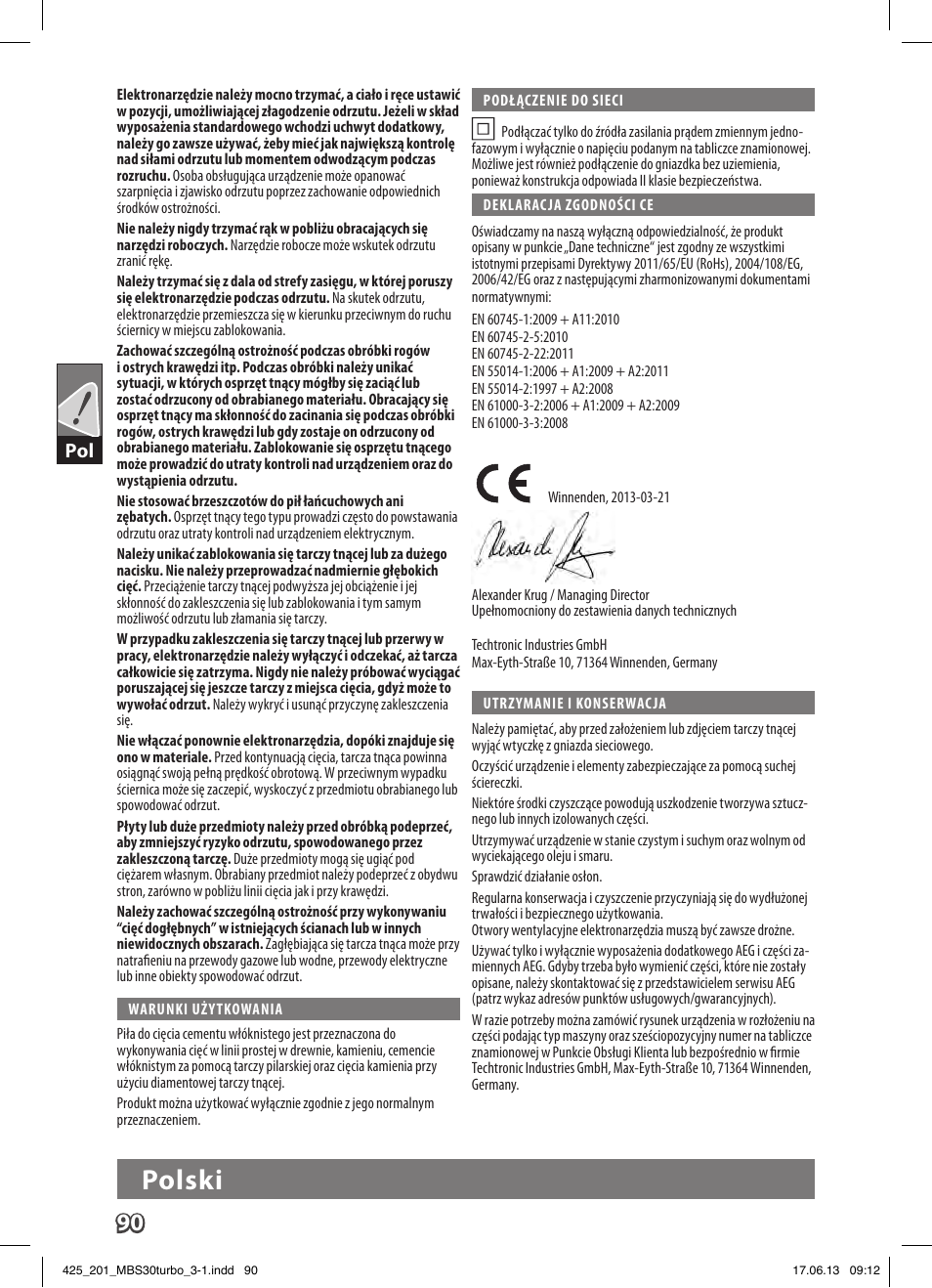 Polski | AEG MBS 30 Turbo User Manual | Page 96 / 148