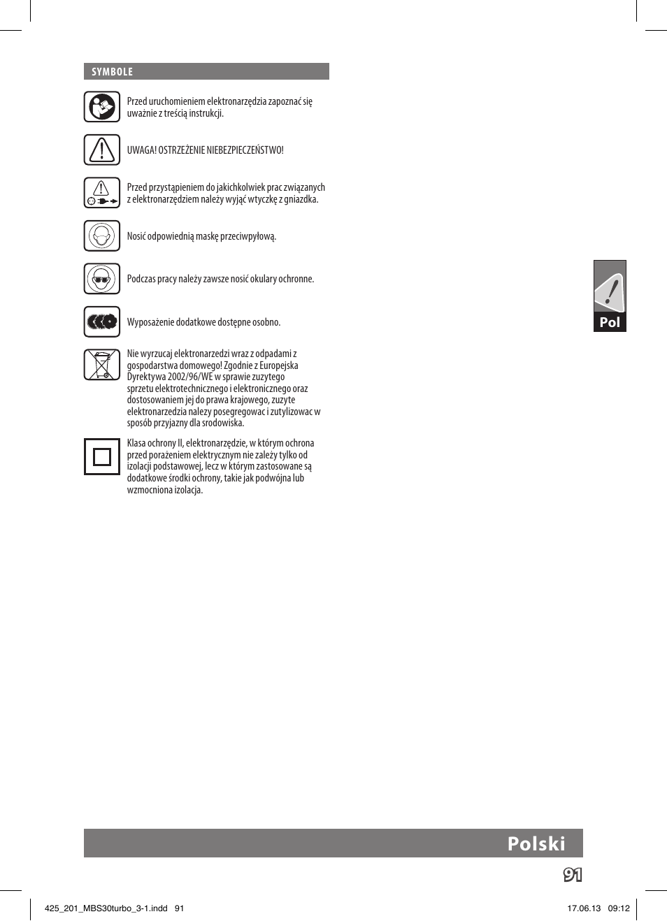 Polski | AEG MBS 30 Turbo User Manual | Page 97 / 148