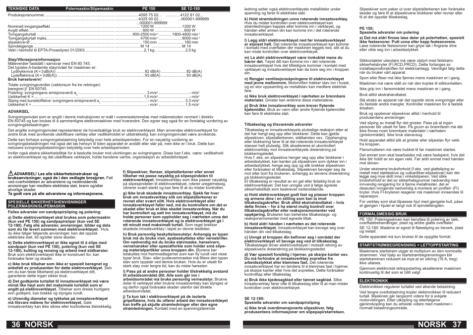 Norsk | AEG PE 150 User Manual | Page 19 / 47