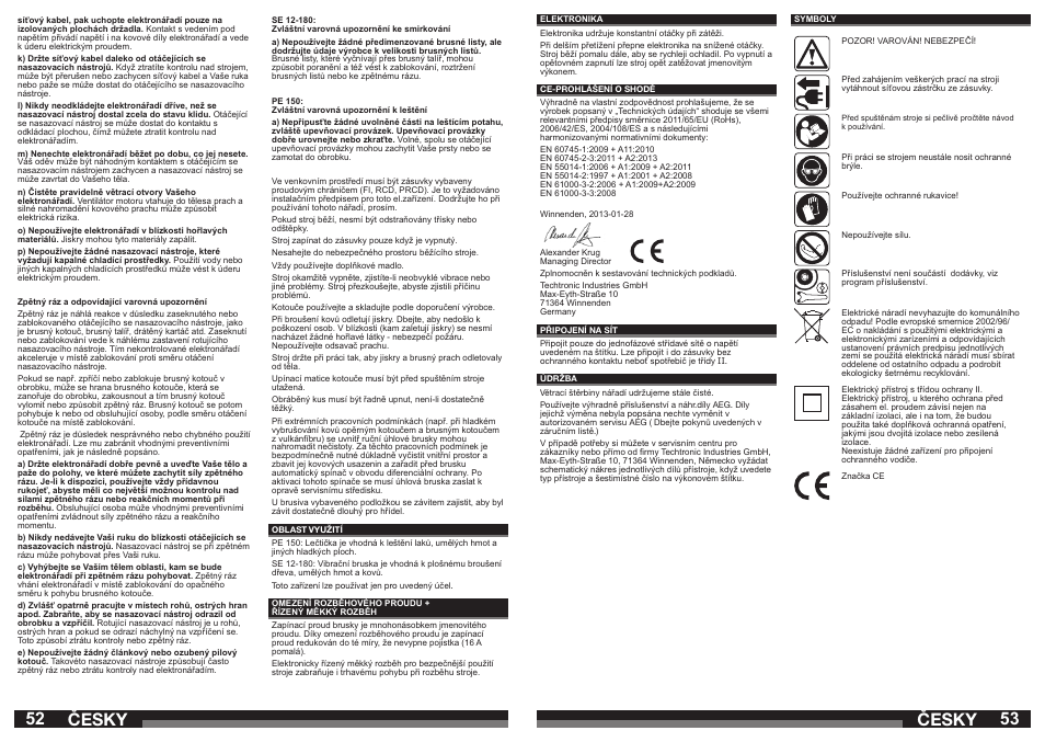 Česky | AEG PE 150 User Manual | Page 27 / 47
