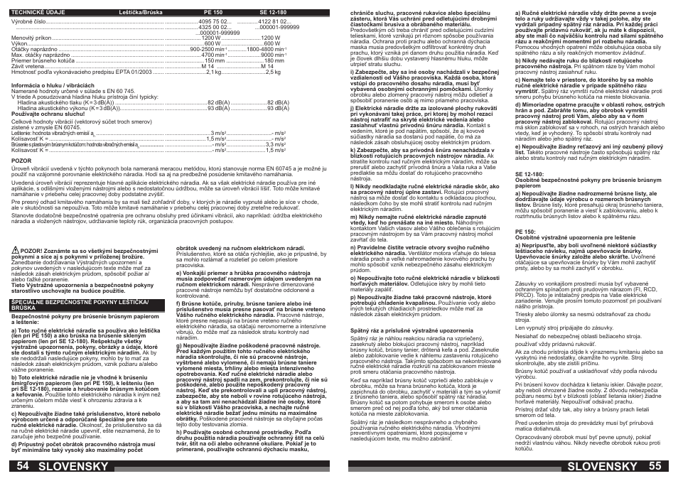 Slovensky | AEG PE 150 User Manual | Page 28 / 47