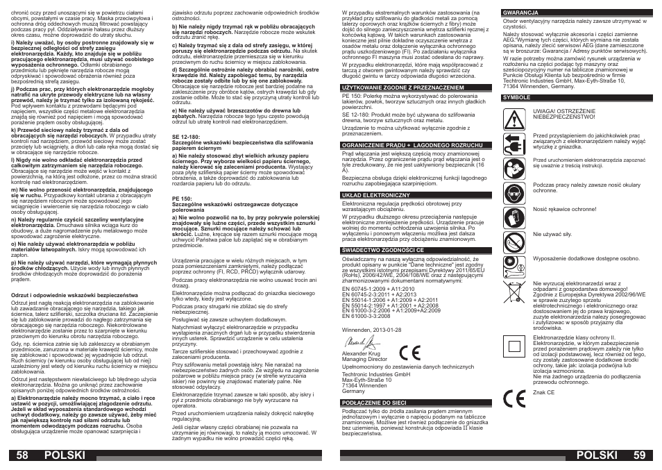 Polski | AEG PE 150 User Manual | Page 30 / 47