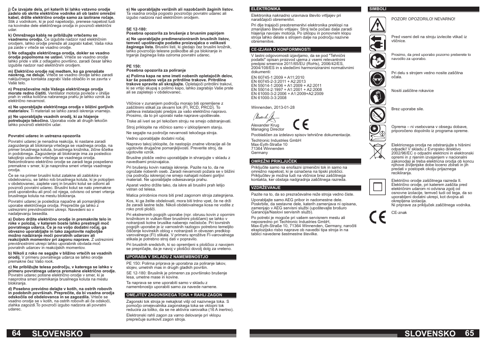 Slovensko | AEG PE 150 User Manual | Page 33 / 47