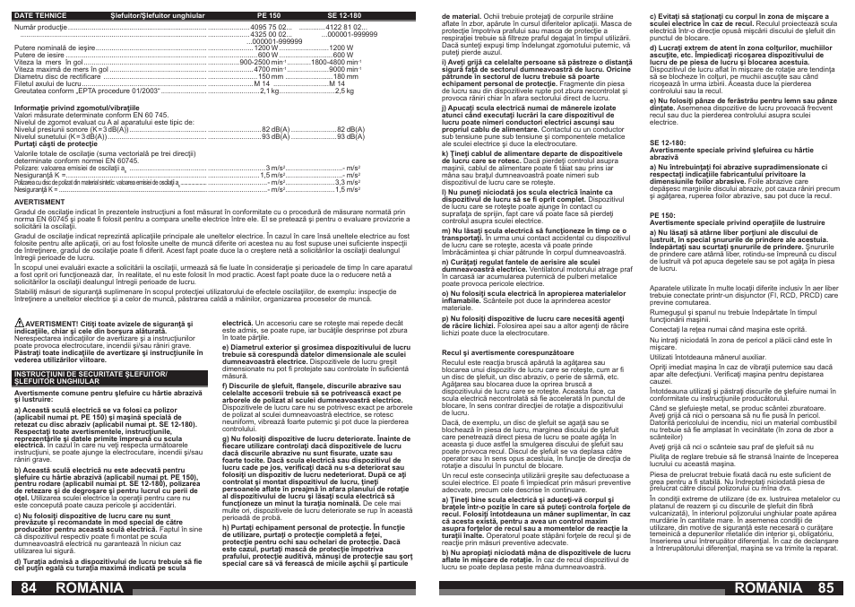 România | AEG PE 150 User Manual | Page 43 / 47