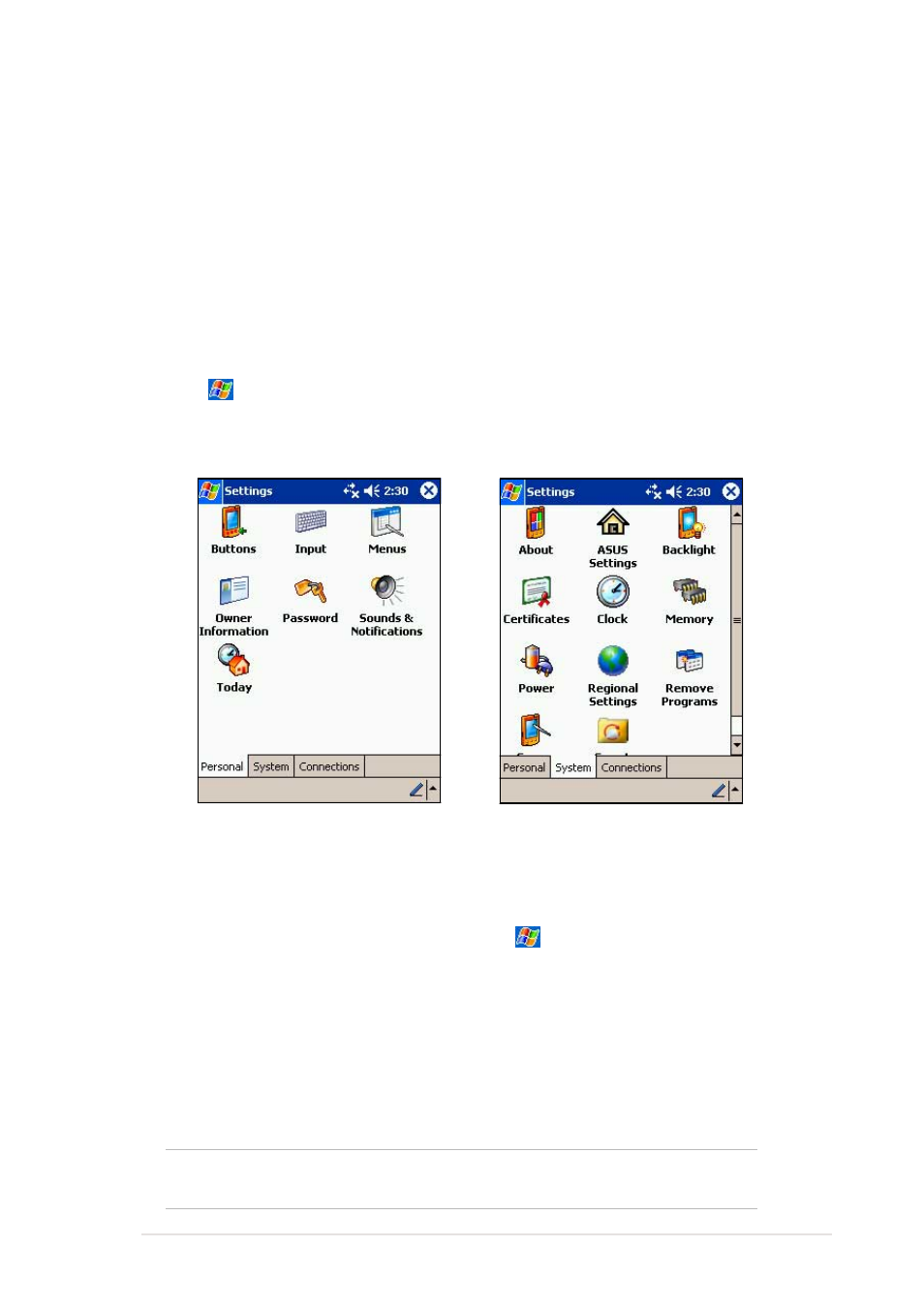 Customizing your device, Adjusting settings | Asus MyPal A620BT User Manual | Page 31 / 156