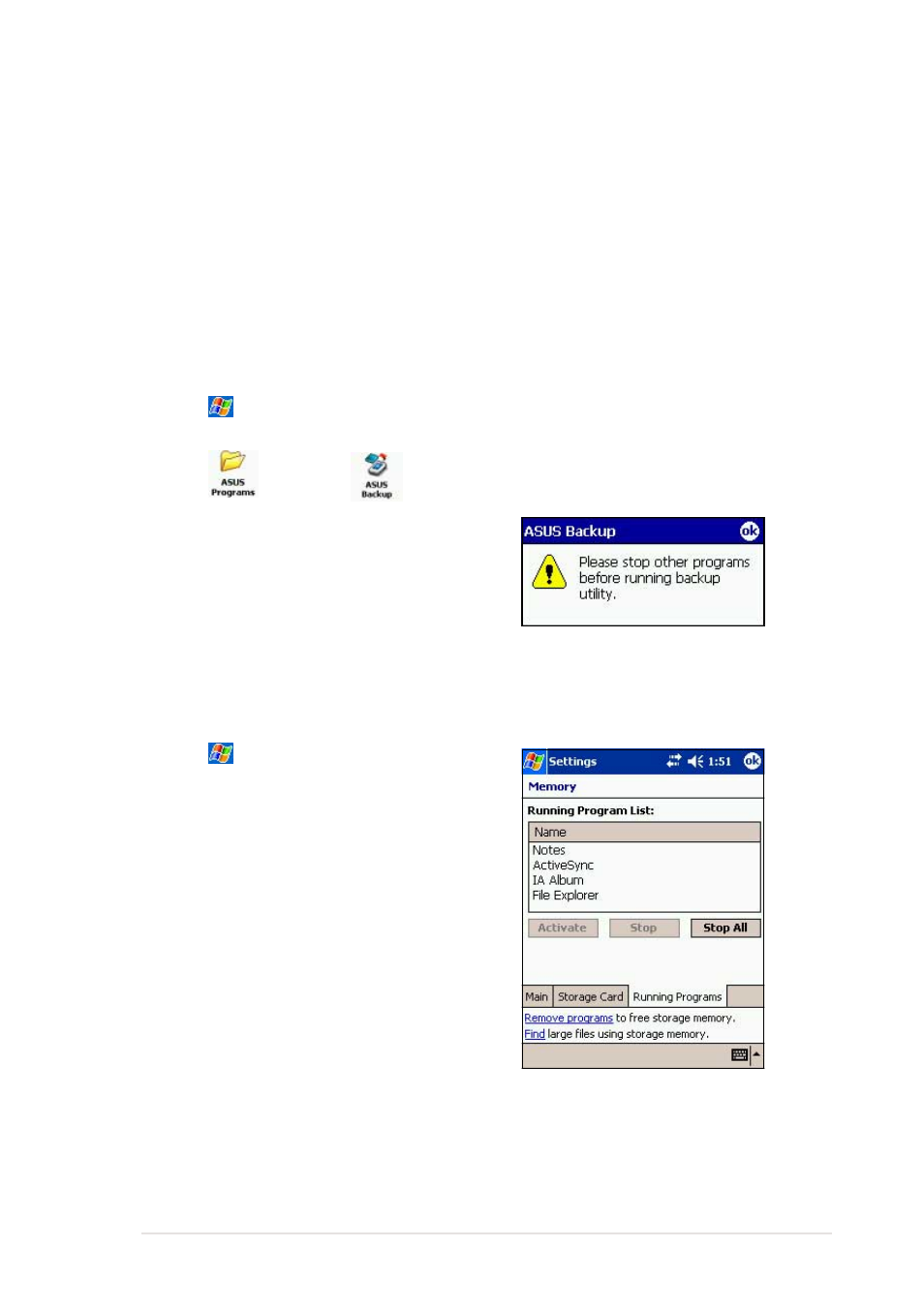 Asus backup | Asus MyPal A620BT User Manual | Page 47 / 156