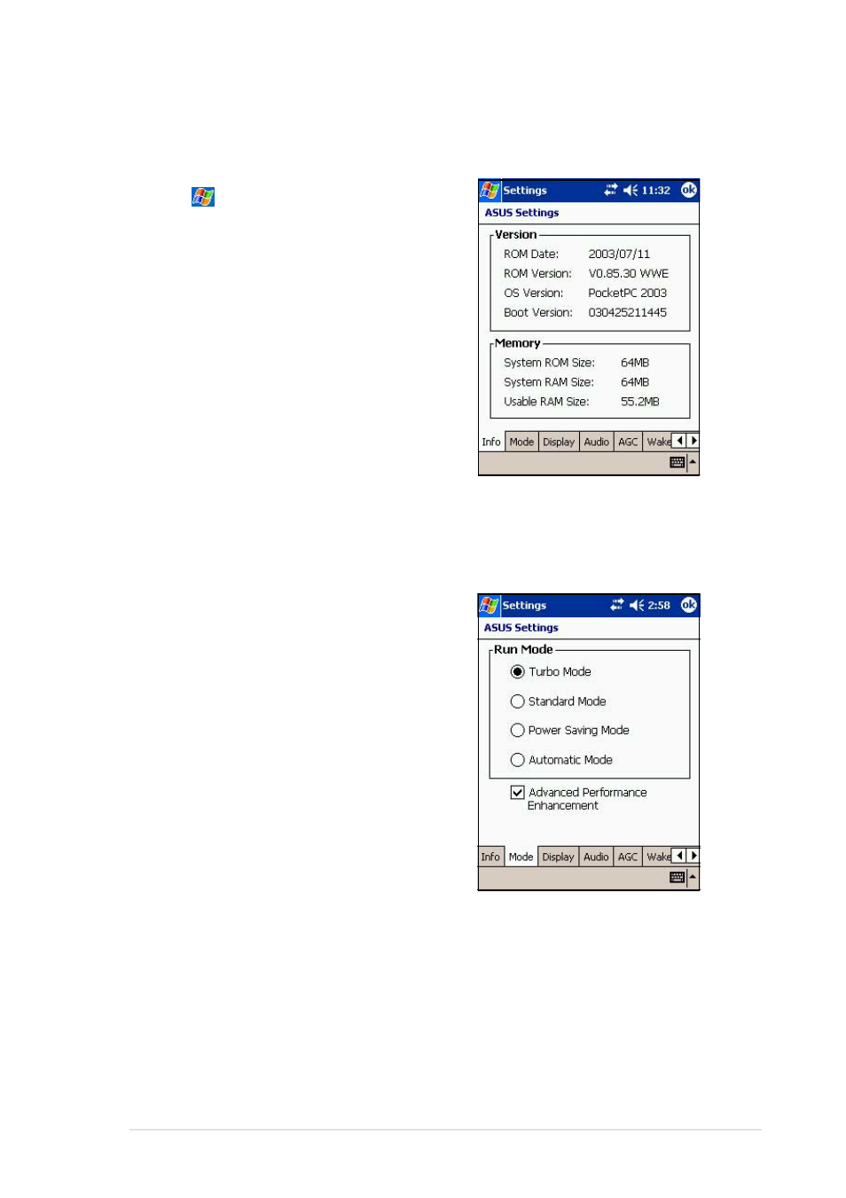 Asus settings | Asus MyPal A620BT User Manual | Page 53 / 156
