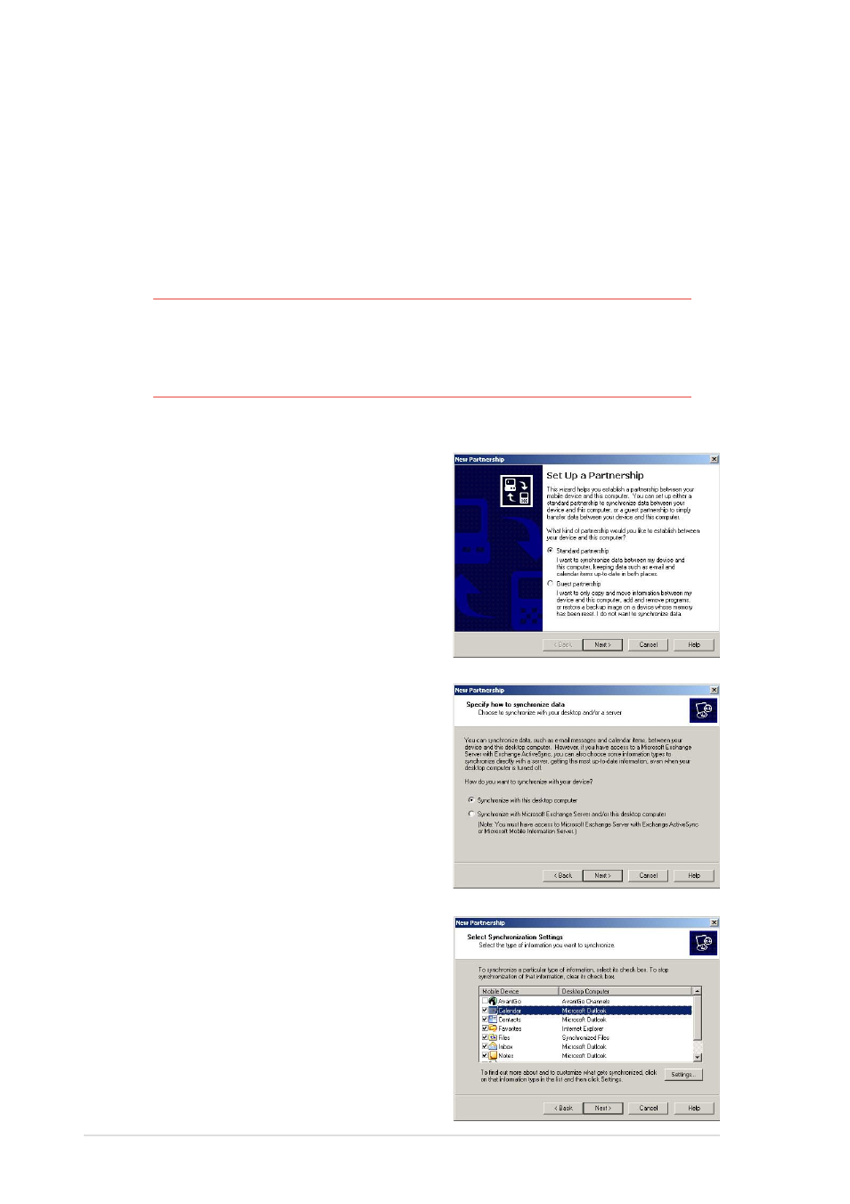 Setting up a partnership | Asus MyPal A620BT User Manual | Page 66 / 156