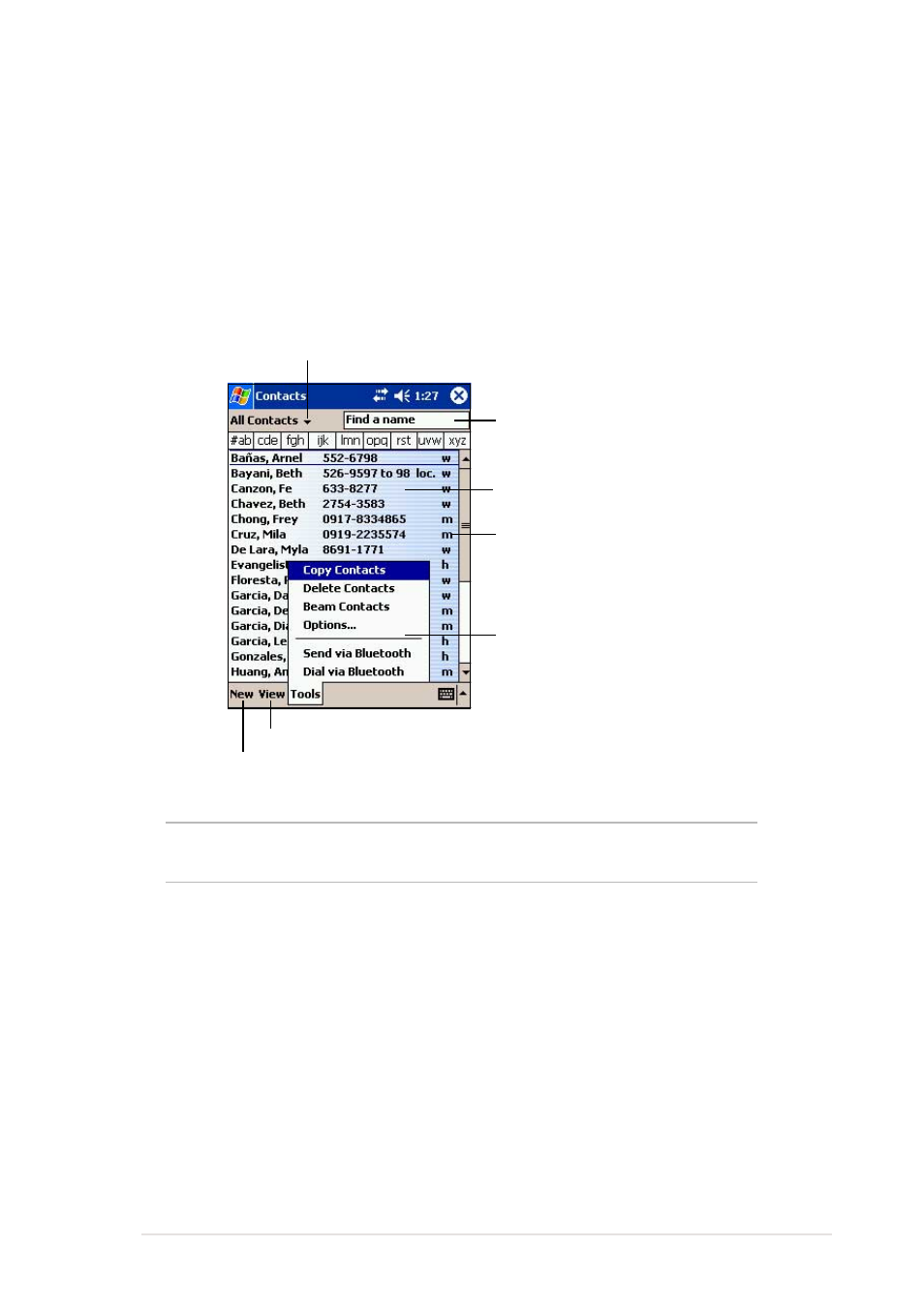 Contacts: tracking friends and colleagues | Asus MyPal A620BT User Manual | Page 77 / 156