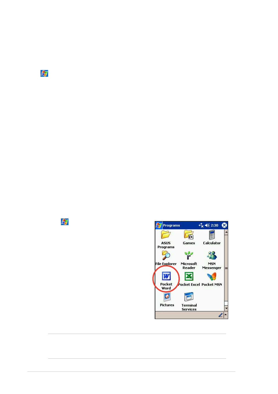 Pocket word, Creating pocket word documents | Asus MyPal A620BT User Manual | Page 92 / 156