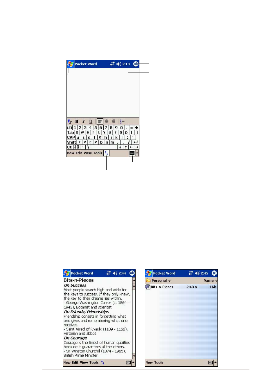 Saving pocket word documents | Asus MyPal A620BT User Manual | Page 93 / 156