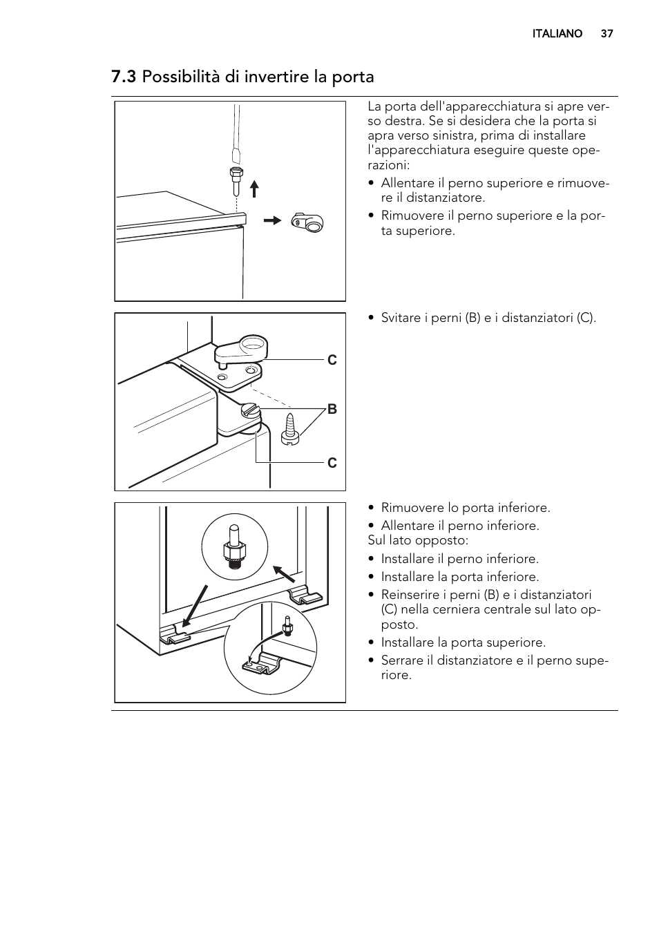 3 possibilità di invertire la porta | AEG SCT81800S1 User Manual | Page 37 / 68