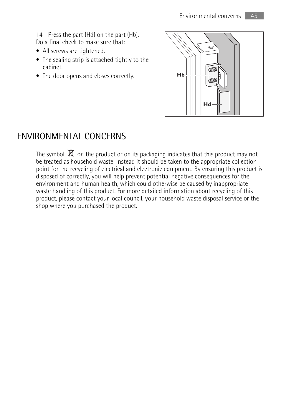 Environmental concerns | AEG SCS81800F0 User Manual | Page 45 / 92