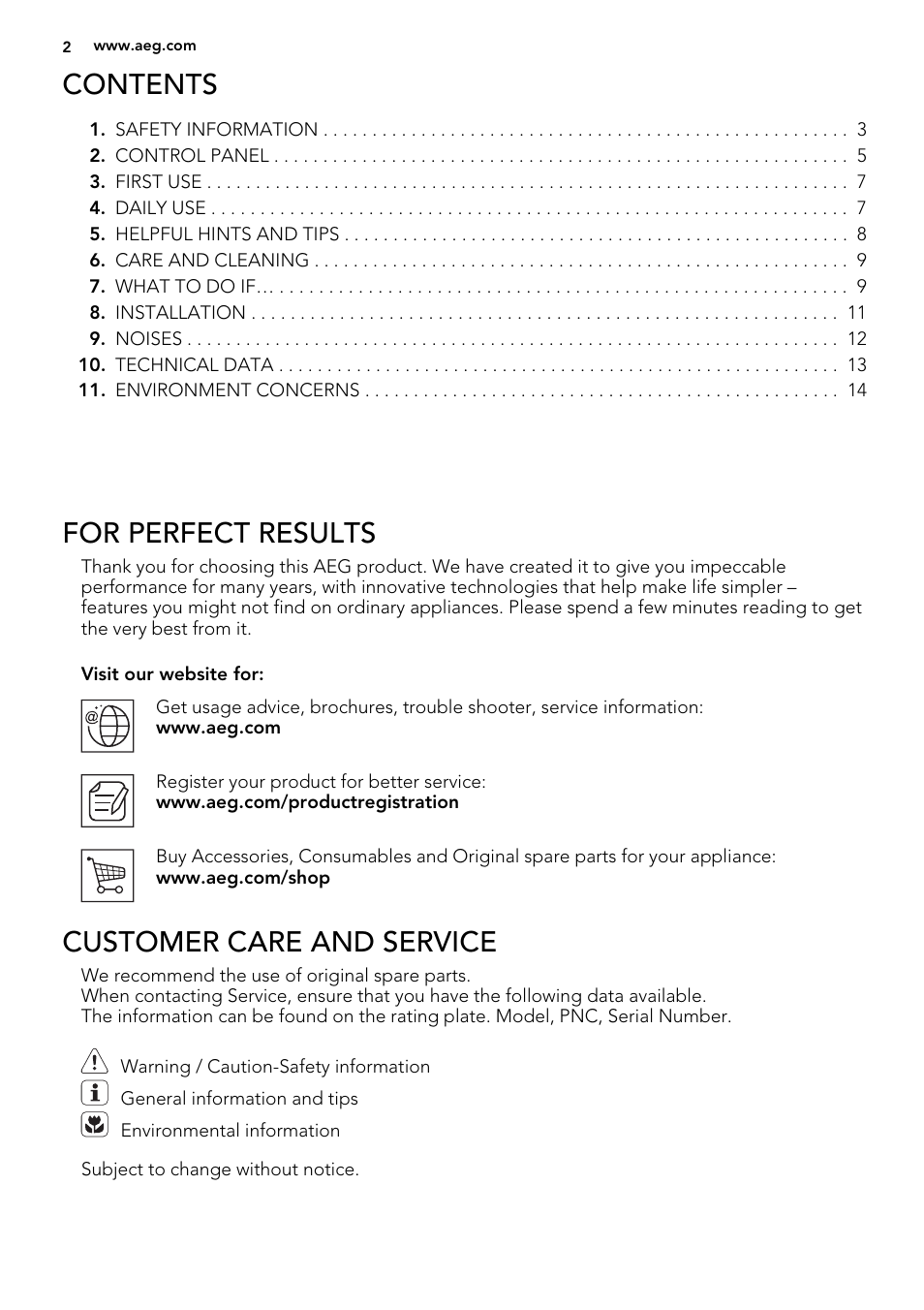 AEG SWD81800L1 User Manual | Page 2 / 72