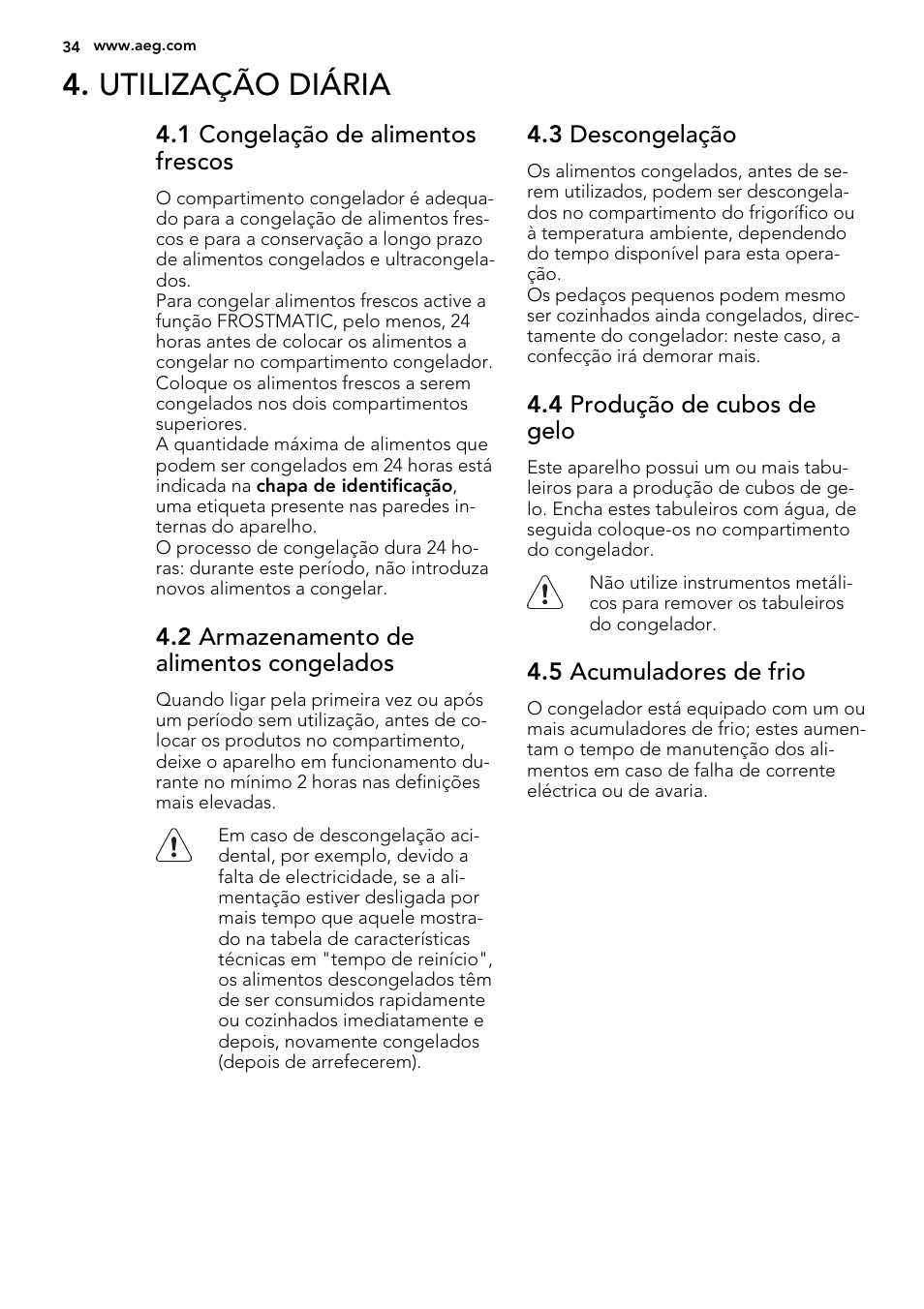 Utilização diária | AEG SWD81800L1 User Manual | Page 34 / 72