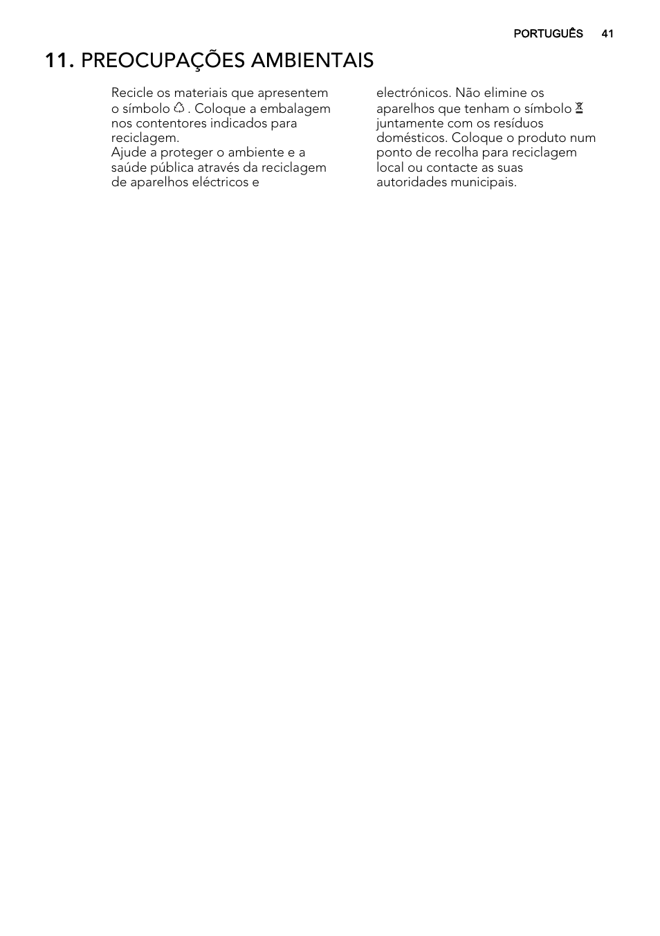 Preocupações ambientais | AEG SWD81800L1 User Manual | Page 41 / 72