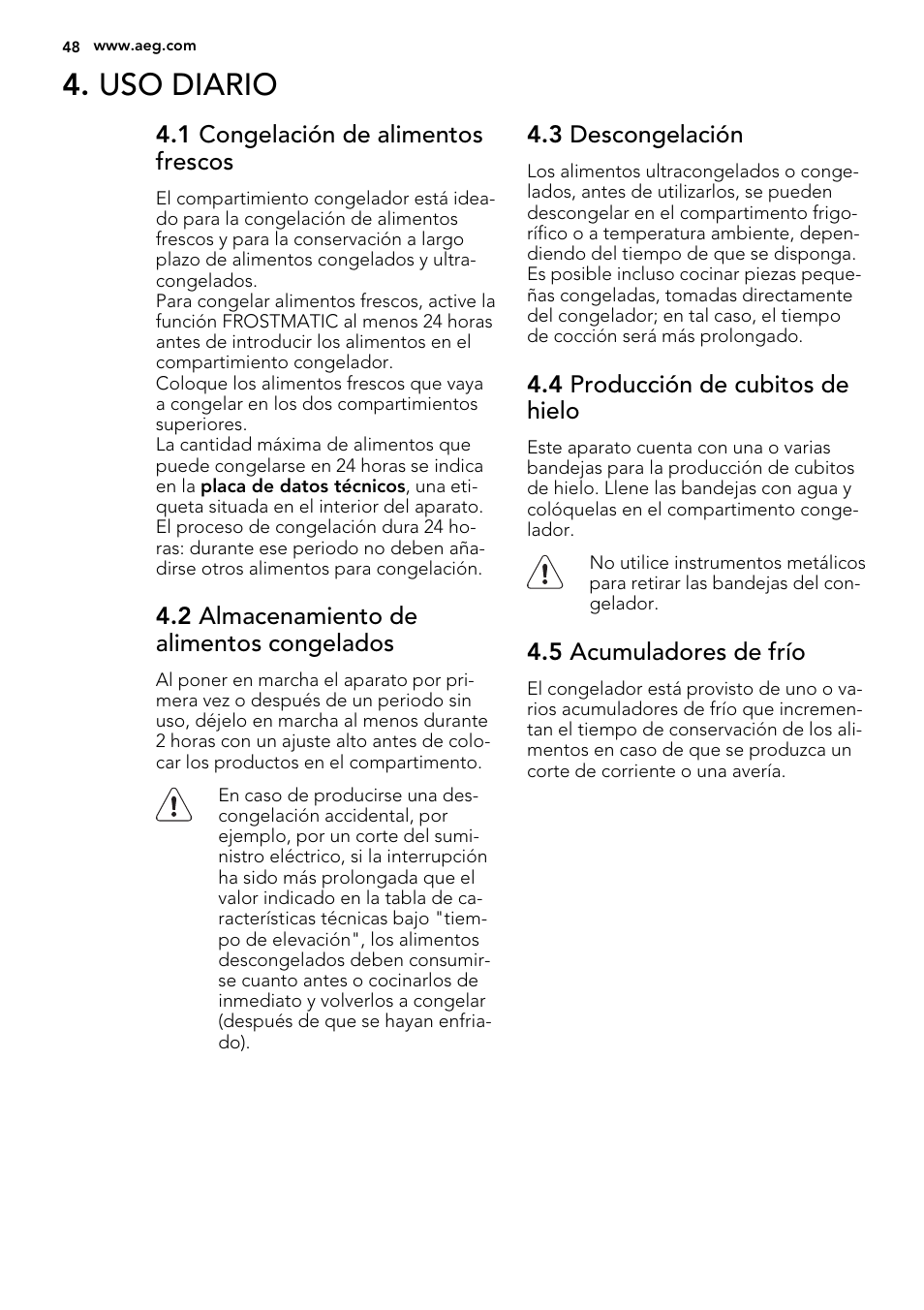 Uso diario | AEG SWD81800L1 User Manual | Page 48 / 72