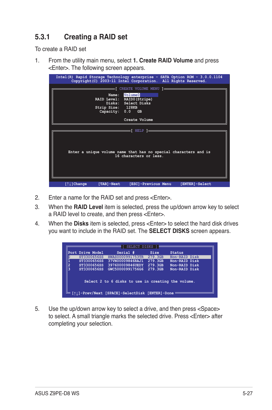 1 creating a raid set, Creating a raid set -27 | Asus Z9PE-D8 WS User Manual | Page 149 / 226
