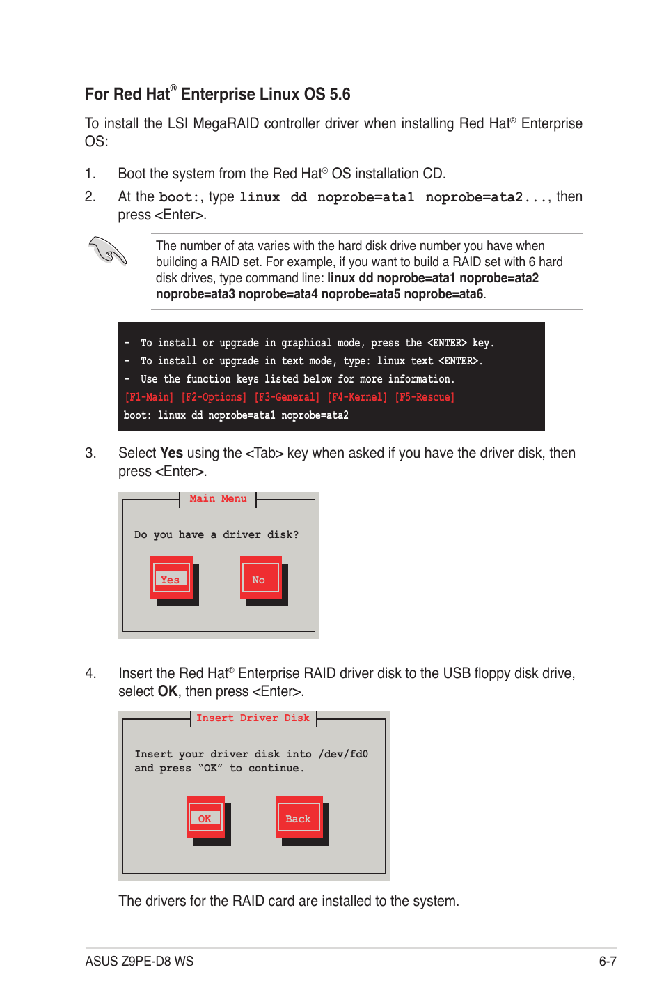 For red hat, Enterprise linux os 5.6 | Asus Z9PE-D8 WS User Manual | Page 173 / 226