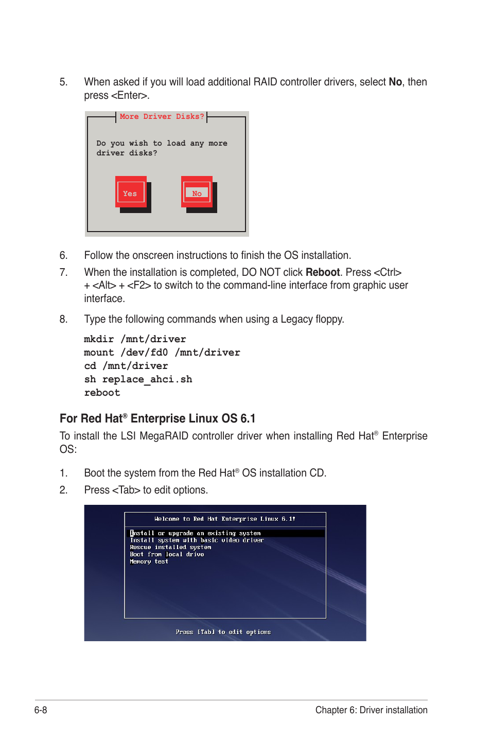 For red hat, Enterprise linux os 6.1 | Asus Z9PE-D8 WS User Manual | Page 174 / 226