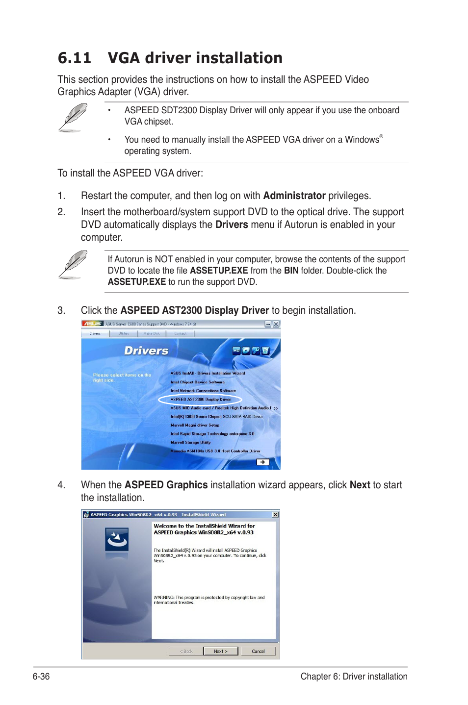 11 vga driver installation, 11 vga driver installation -36 | Asus Z9PE-D8 WS User Manual | Page 202 / 226
