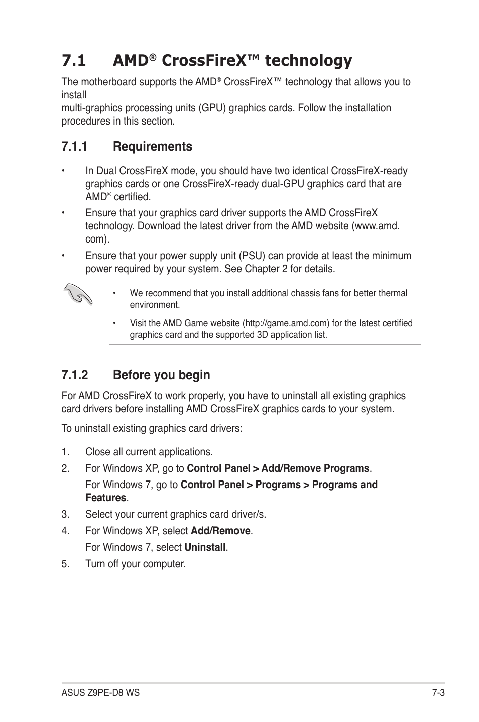 1 amd® crossfirex™ technology, 1 requirements, 2 before you begin | Crossfirex™ technology -3, Requirements -3, Before you begin -3, 1 amd, Crossfirex™ technology | Asus Z9PE-D8 WS User Manual | Page 209 / 226