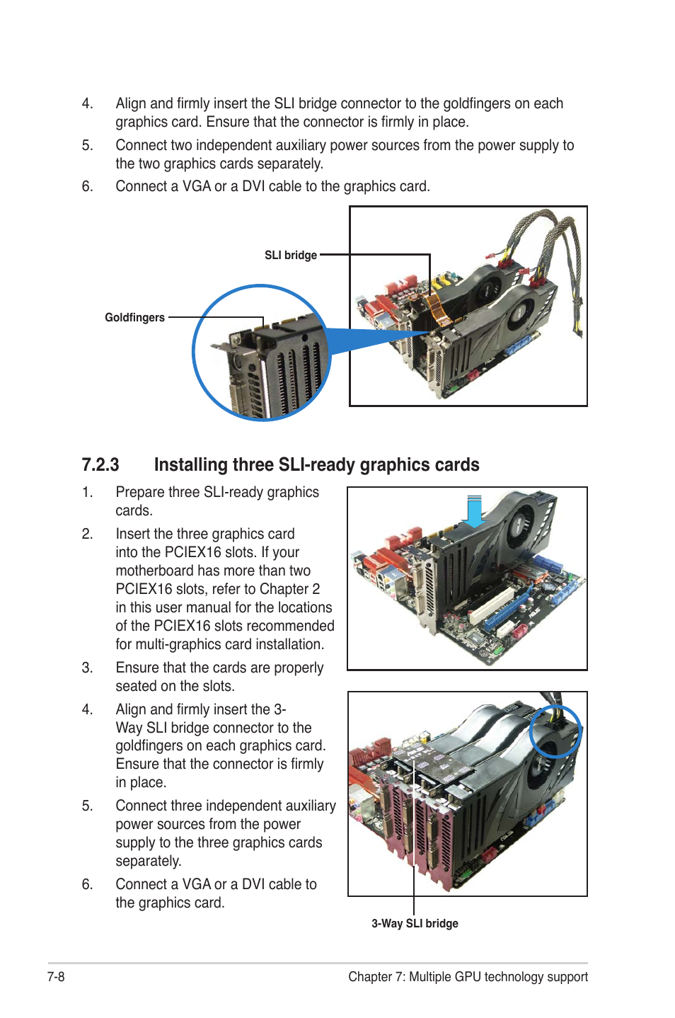 3 installing three sli-ready graphics cards, Installing three sli-ready graphics cards -8 | Asus Z9PE-D8 WS User Manual | Page 214 / 226