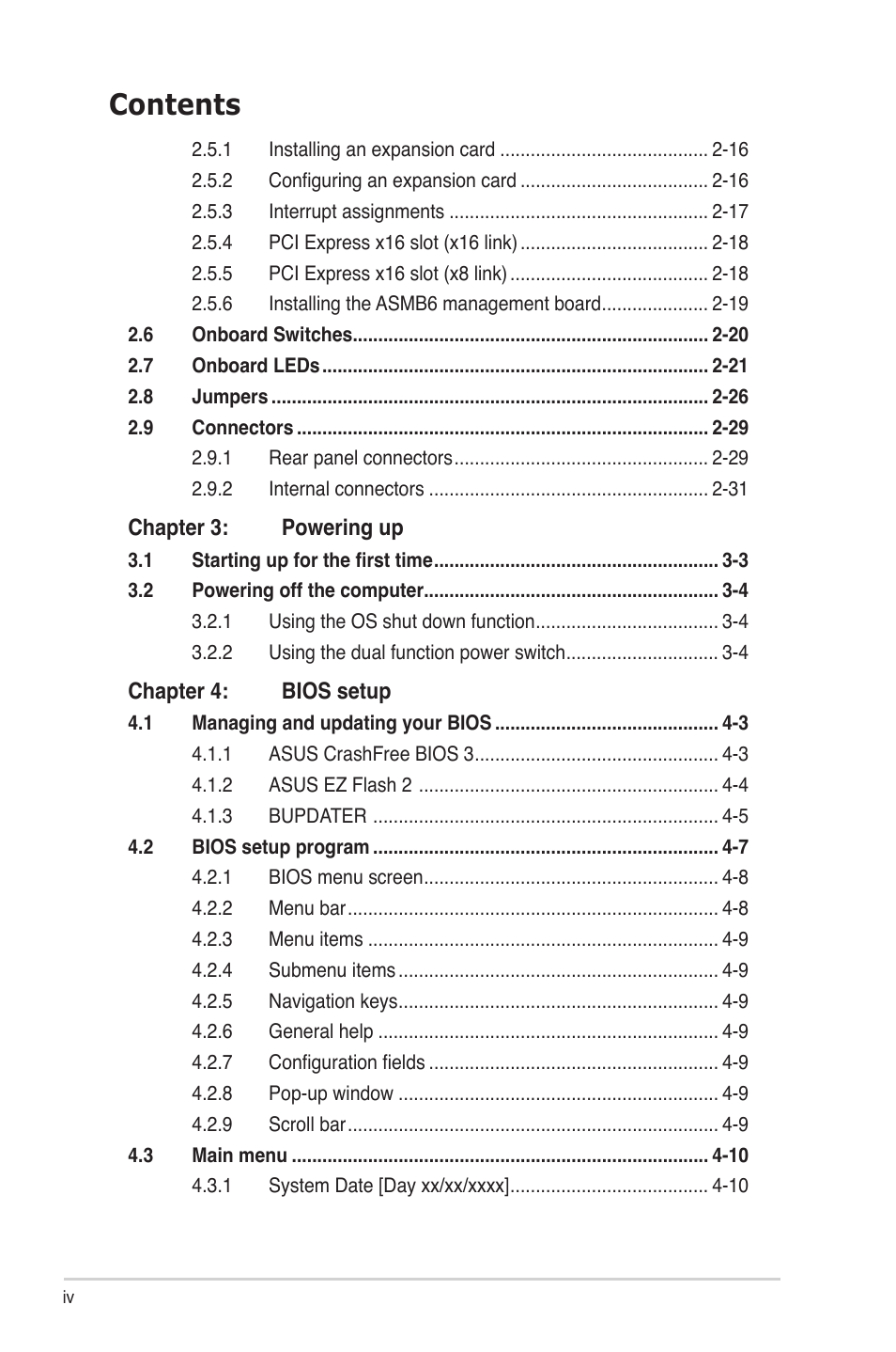 Asus Z9PE-D8 WS User Manual | Page 4 / 226