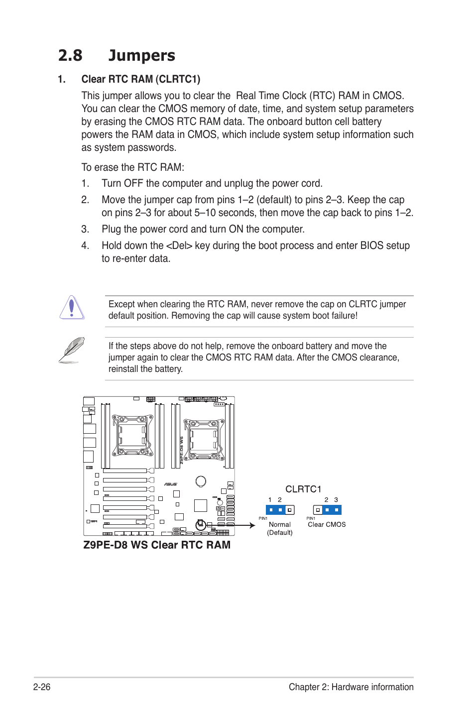 8 jumpers, Jumpers -26 | Asus Z9PE-D8 WS User Manual | Page 48 / 226