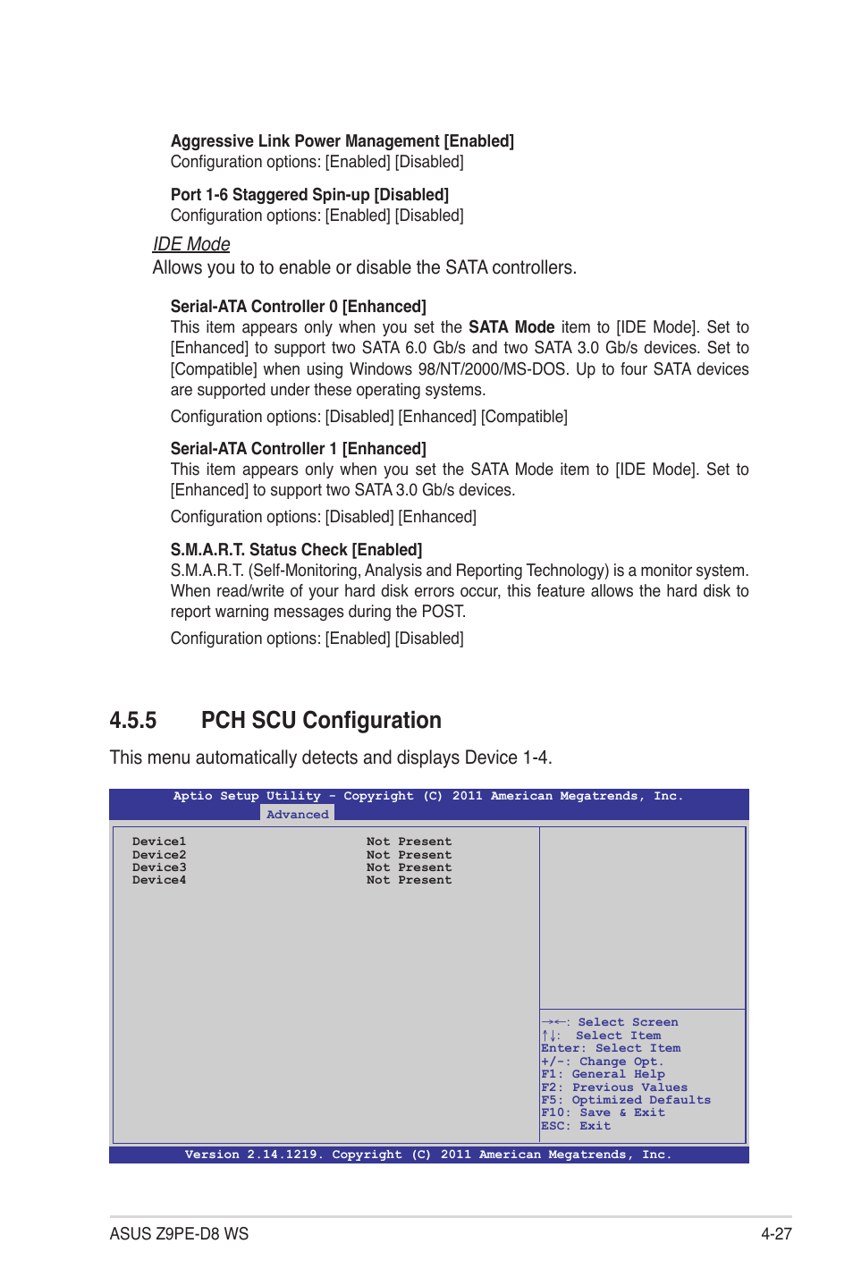 5 pch scu configuration, Pch scu configuration -27 | Asus Z9PE-D8 WS User Manual | Page 95 / 226