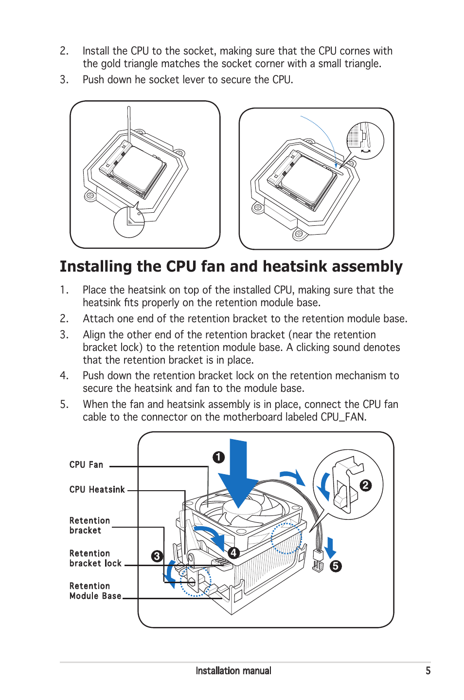 Installing the cpu fan and heatsink assembly | Asus M2NC61S User Manual | Page 5 / 8