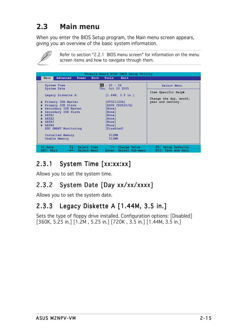 3 main menu | Asus M2NPV-VM User Manual | Page 59 / 96