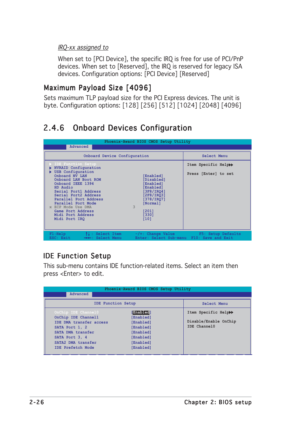 Maximum payload size [4096, Ide function setup | Asus M2NPV-VM User Manual | Page 70 / 96