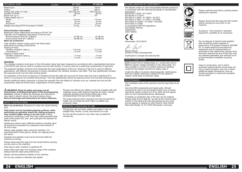 English | AEG ST 800 XE User Manual | Page 13 / 41