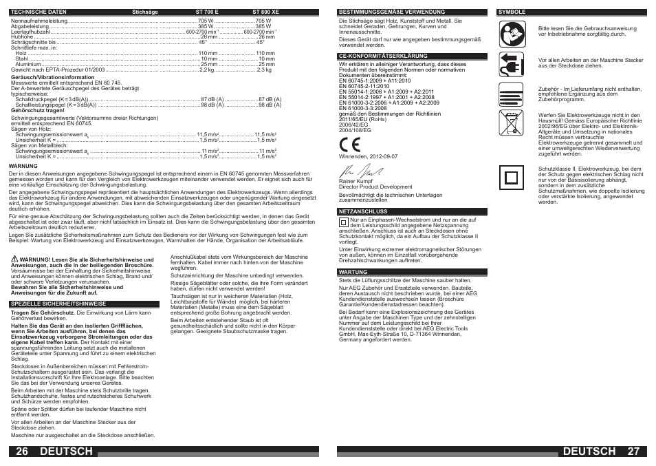 Deutsch | AEG ST 800 XE User Manual | Page 14 / 41