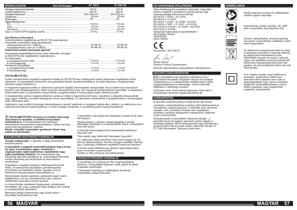 Magyar | AEG ST 800 XE User Manual | Page 29 / 41