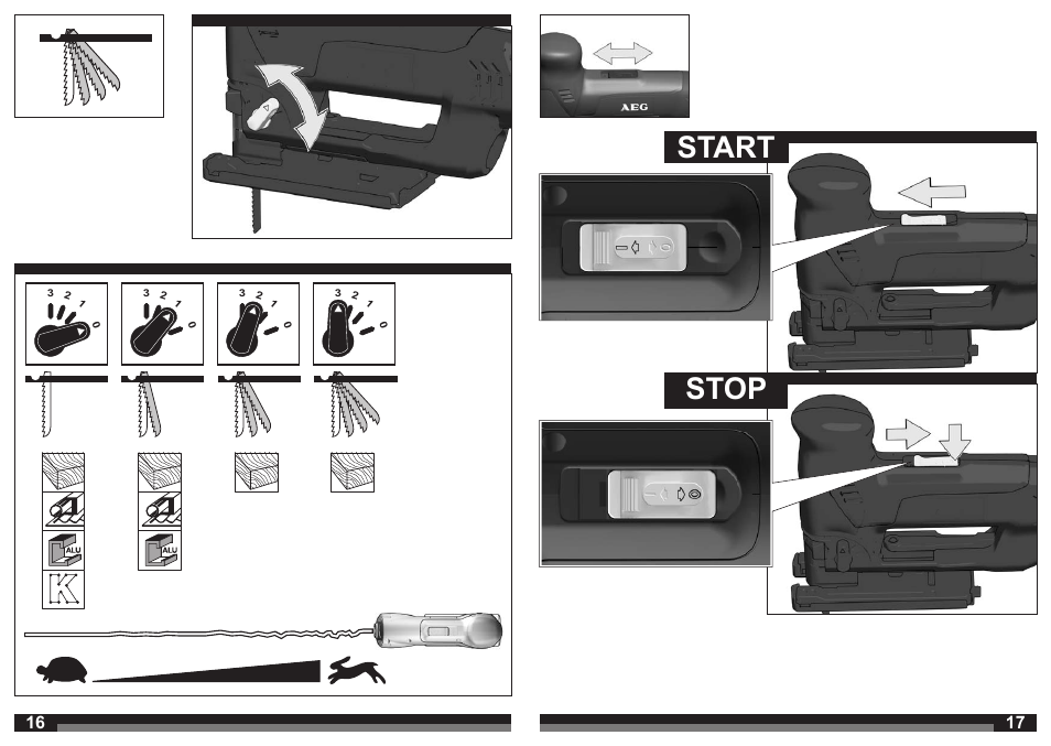 Start stop | AEG ST 800 XE User Manual | Page 9 / 41