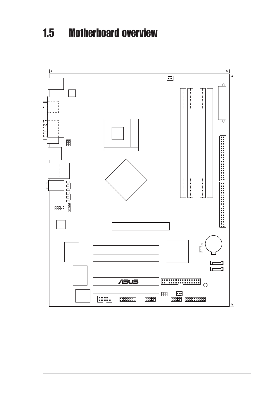 5 motherboard overview, 1 motherboard layout, Pci1 | Pci2 pci3 pci4, P4p800-x, Super i/o, Intel ich5, 5cm (12.0in), Intel 865pe mch | Asus P4P800-X User Manual | Page 15 / 72