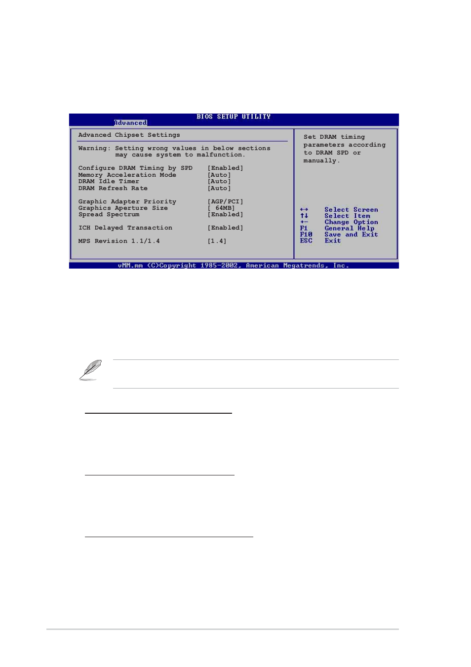 3 chipset, Configure dram timing by spd [enabled, 18 chapter 2: bios information | Dram cas# latency [2.5 clocks, Dram ras# precharge [4 clocks, Dram ras# to cas# delay [4 clocks | Asus P4P800-X User Manual | Page 54 / 72