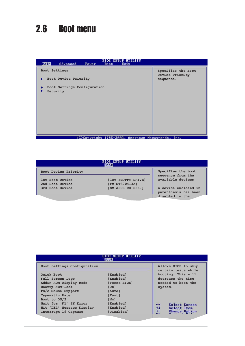 6 boot menu, 2 boot settings configuration, 1 boot device priority | 1st ~ xxth boot device [1st floppy drive, 28 chapter 2: bios information | Asus P4P800-X User Manual | Page 64 / 72