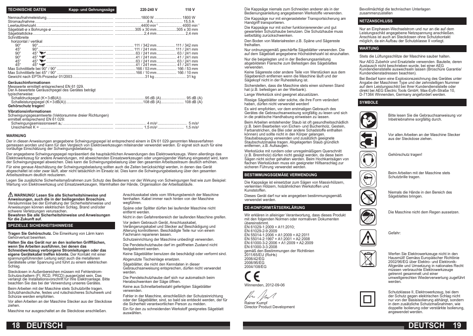Deutsch | AEG PS 305 DG User Manual | Page 10 / 107