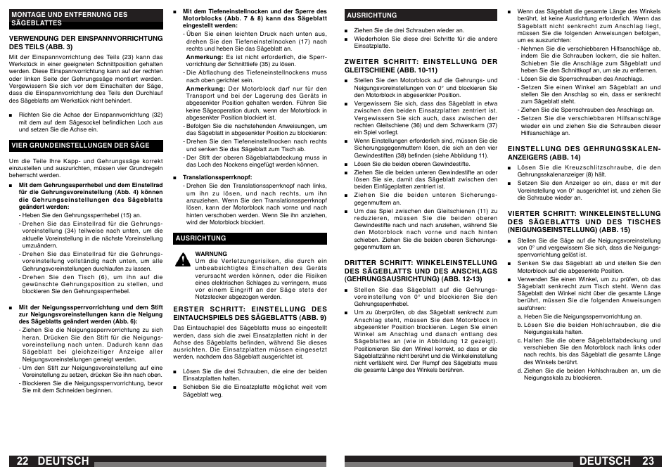 Deutsch | AEG PS 305 DG User Manual | Page 12 / 107