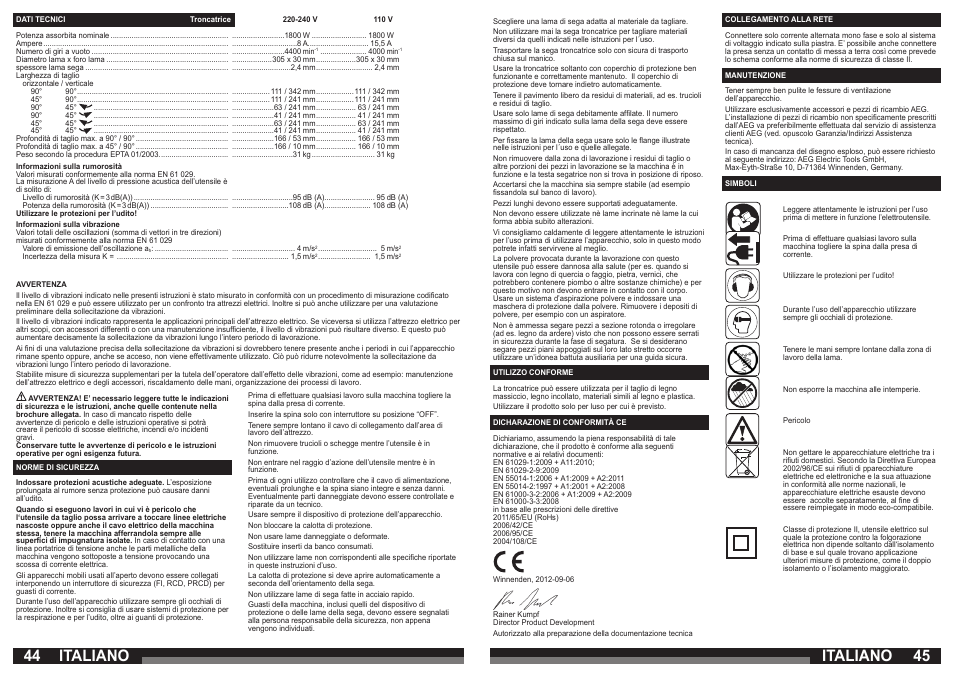 Italiano | AEG PS 305 DG User Manual | Page 23 / 107