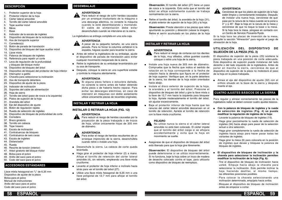 Español | AEG PS 305 DG User Manual | Page 30 / 107