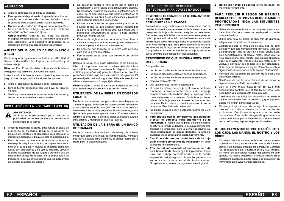 Español | AEG PS 305 DG User Manual | Page 32 / 107
