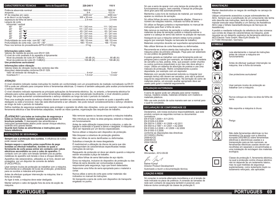 Portugues | AEG PS 305 DG User Manual | Page 35 / 107