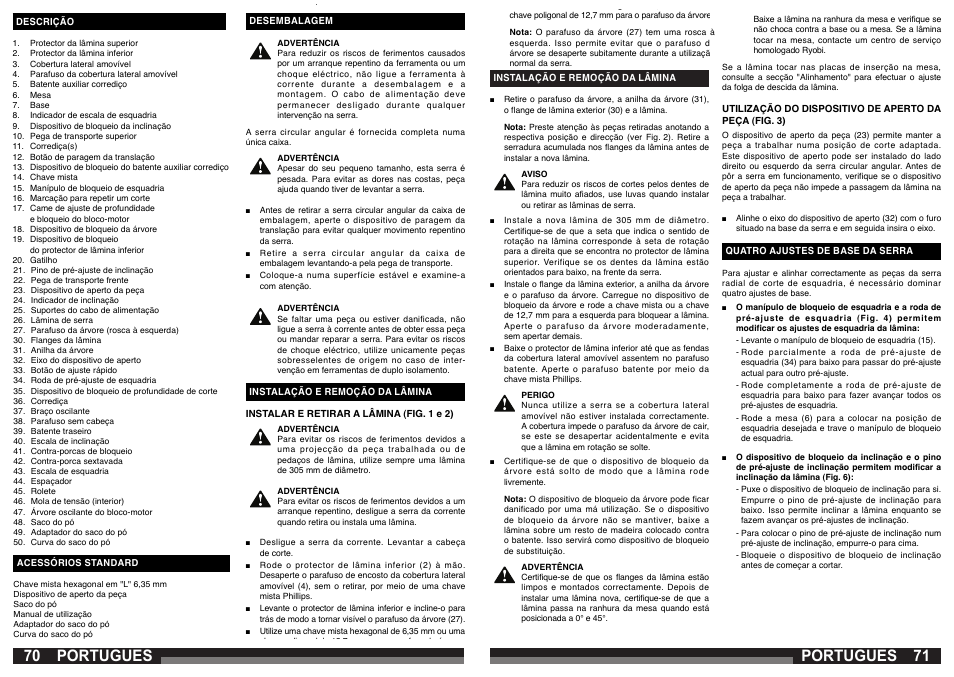 Portugues | AEG PS 305 DG User Manual | Page 36 / 107